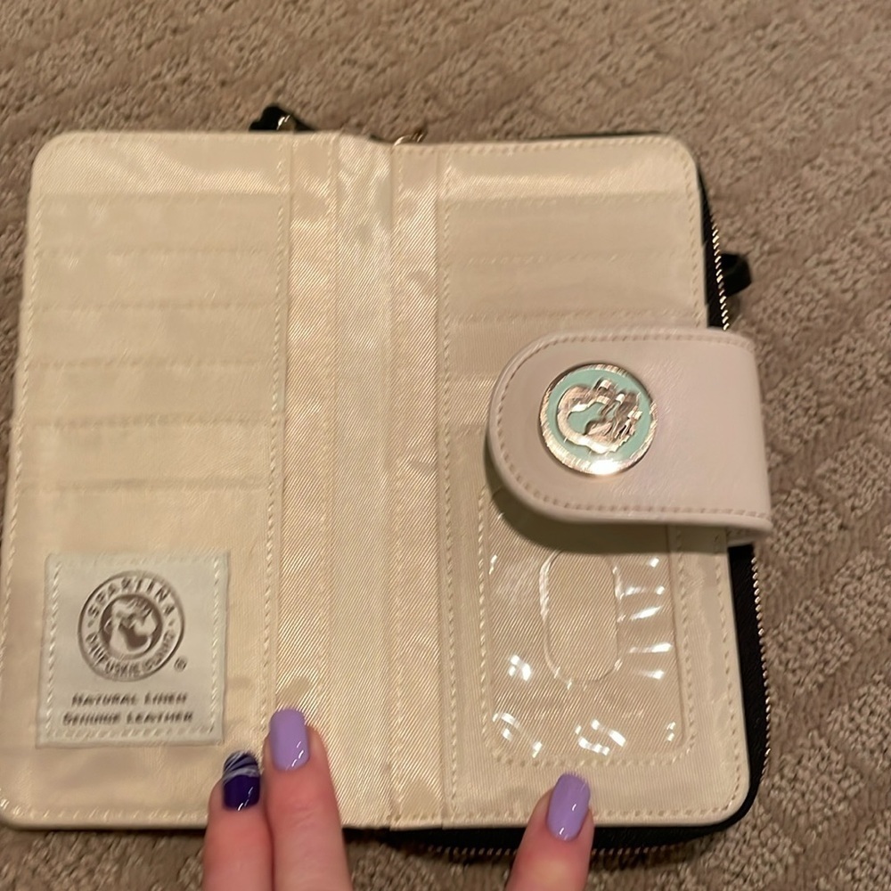 Spartina Black and Cream Patterned Women's Wristlet - Picture 3 of 4